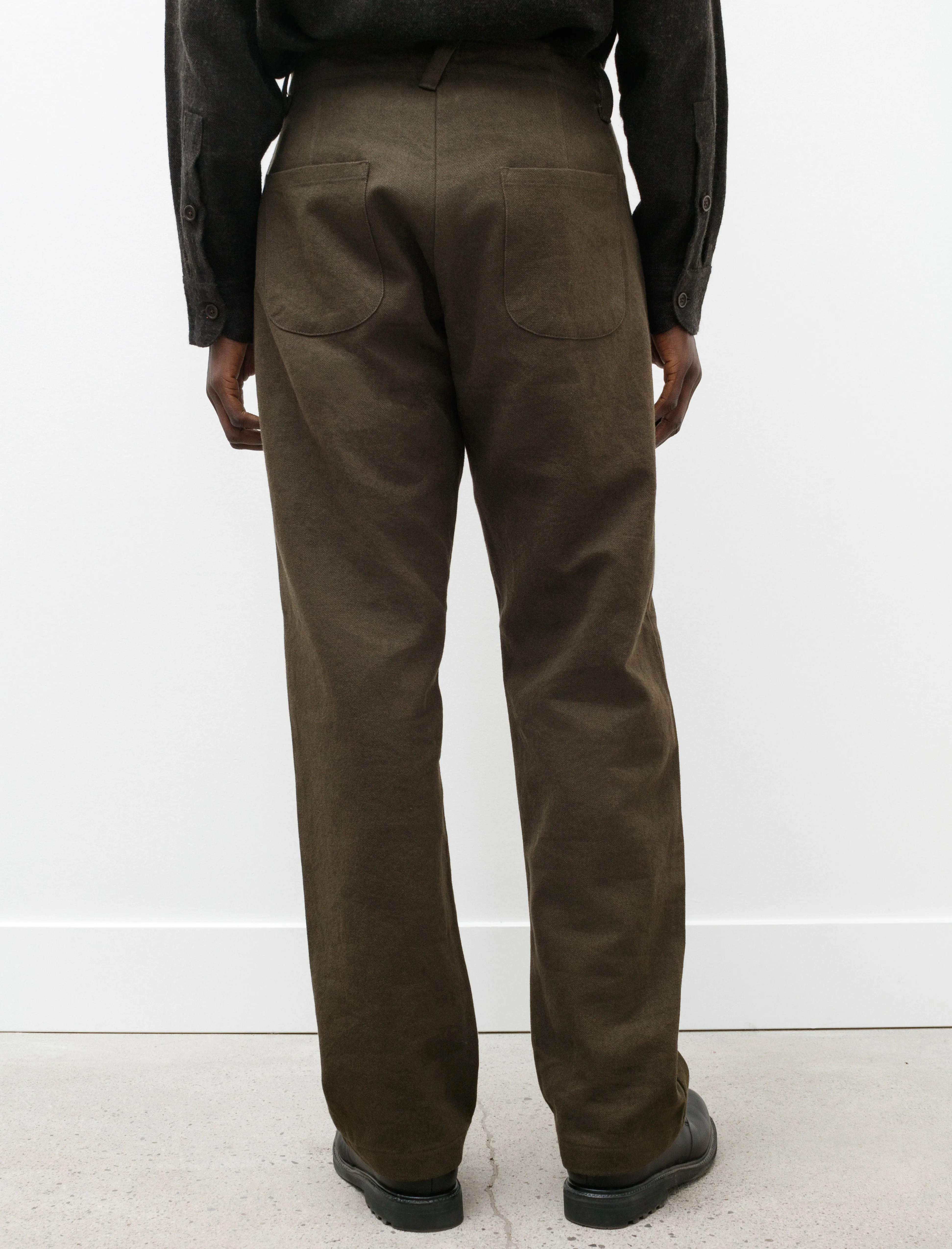 Four Pocket Pant Cotton Linen Gabardine Dark Olive