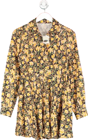 Free People Yellow Floral Marvelous Mia Mini Dress UK 6