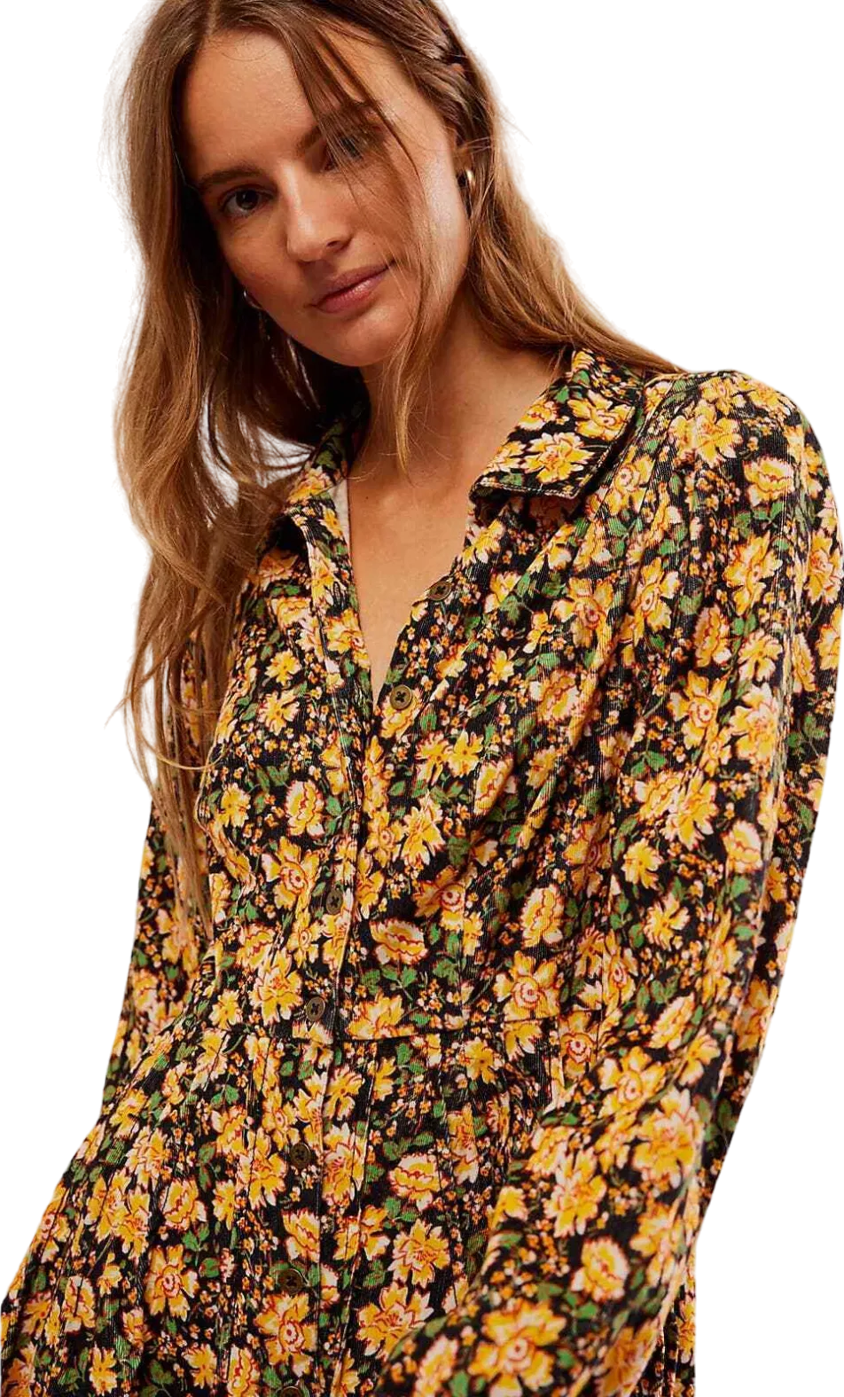 Free People Yellow Floral Marvelous Mia Mini Dress UK 6