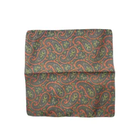 FRESH Paisley Silk Pocket Square in Orange