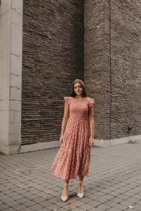 Ginger Floral Dress in Rust