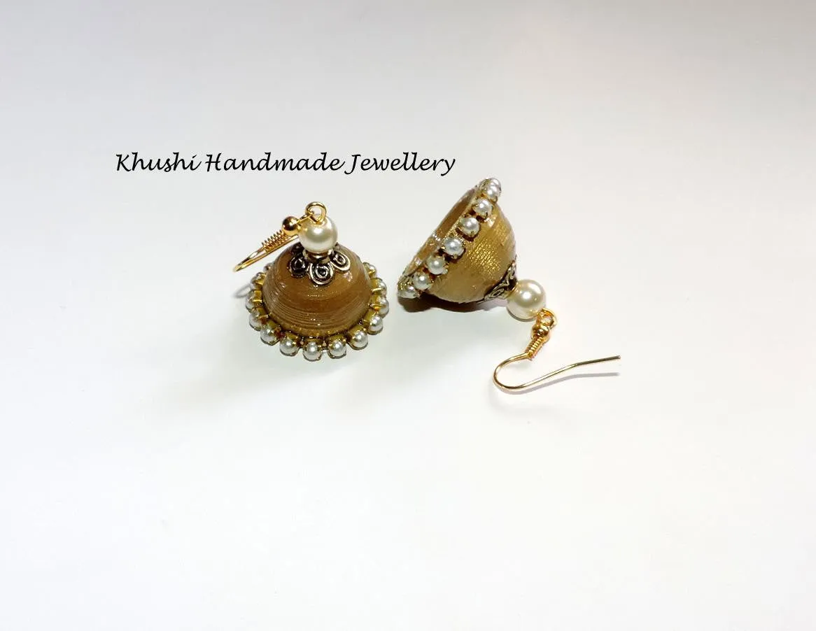 Gold pearl edged jhumkas