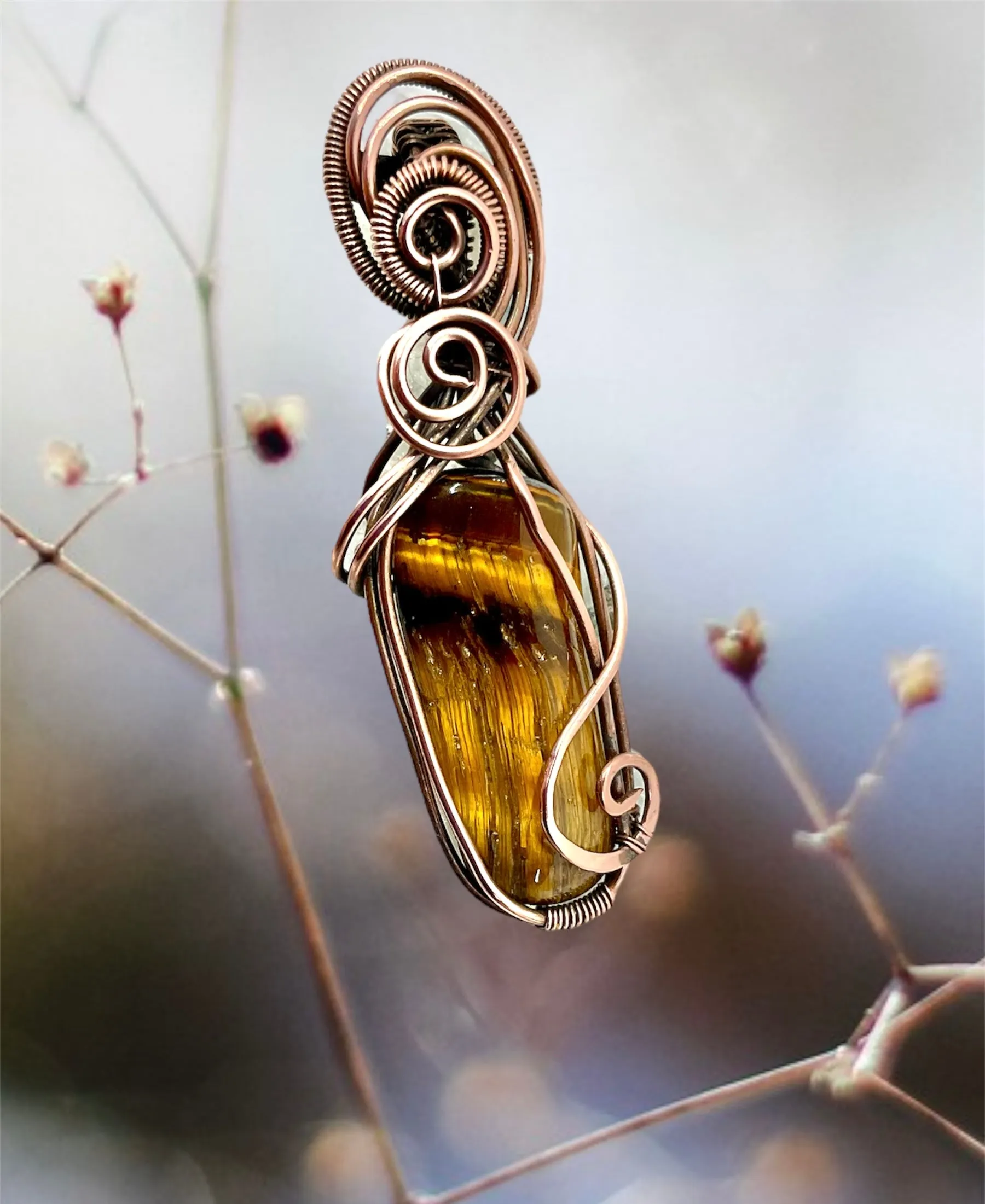 Golden Tiger Eye Wire Wrapped Pendant