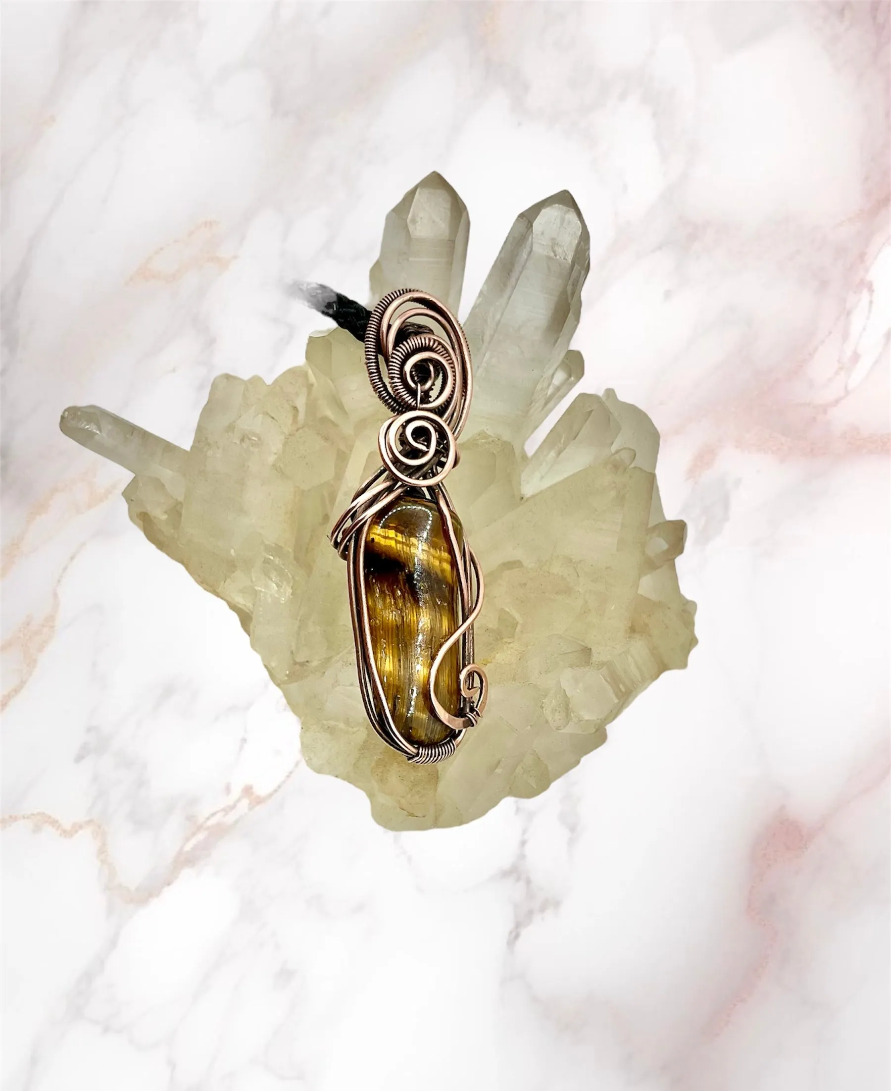 Golden Tiger Eye Wire Wrapped Pendant