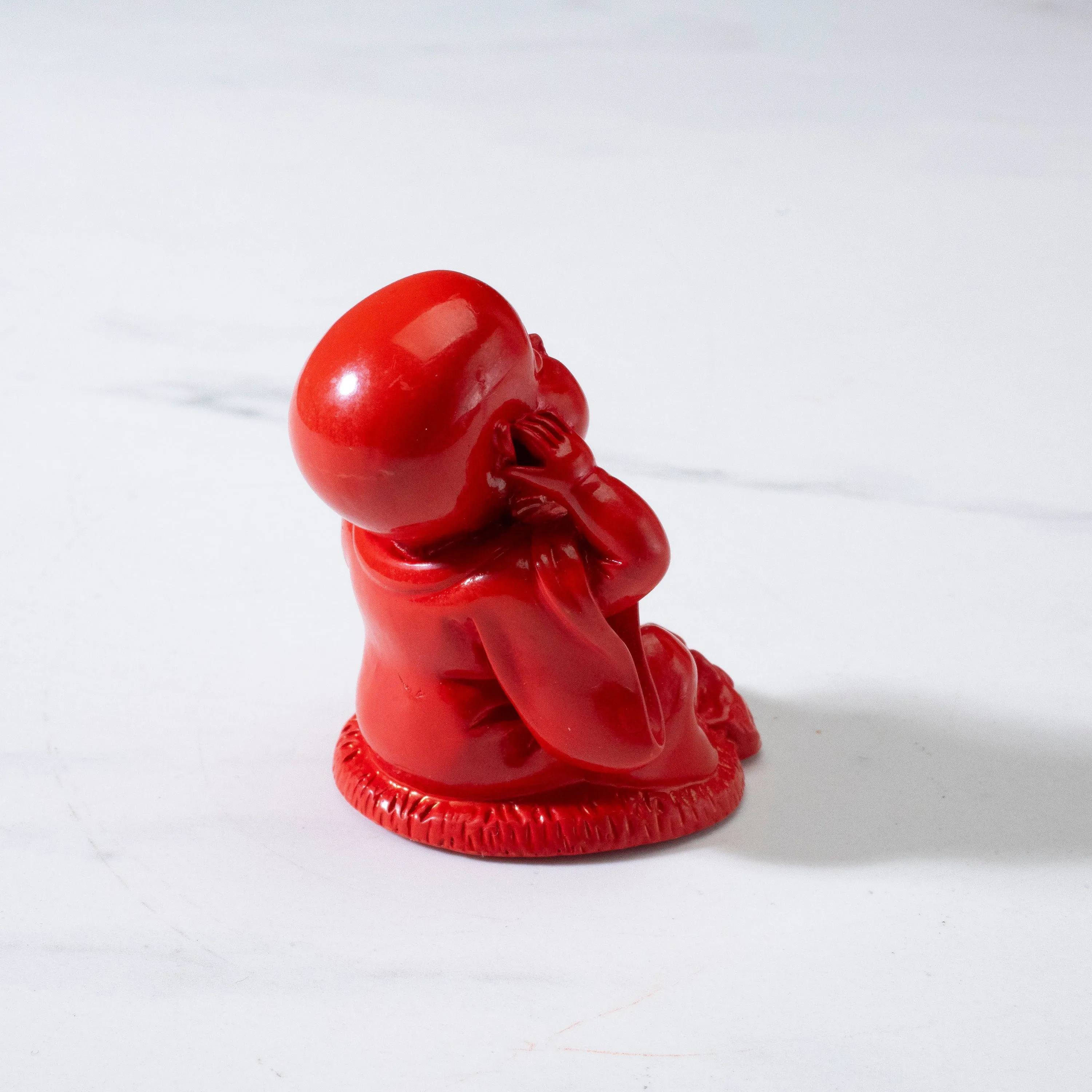 Hear No Evil Cinnabar Buddha Carving