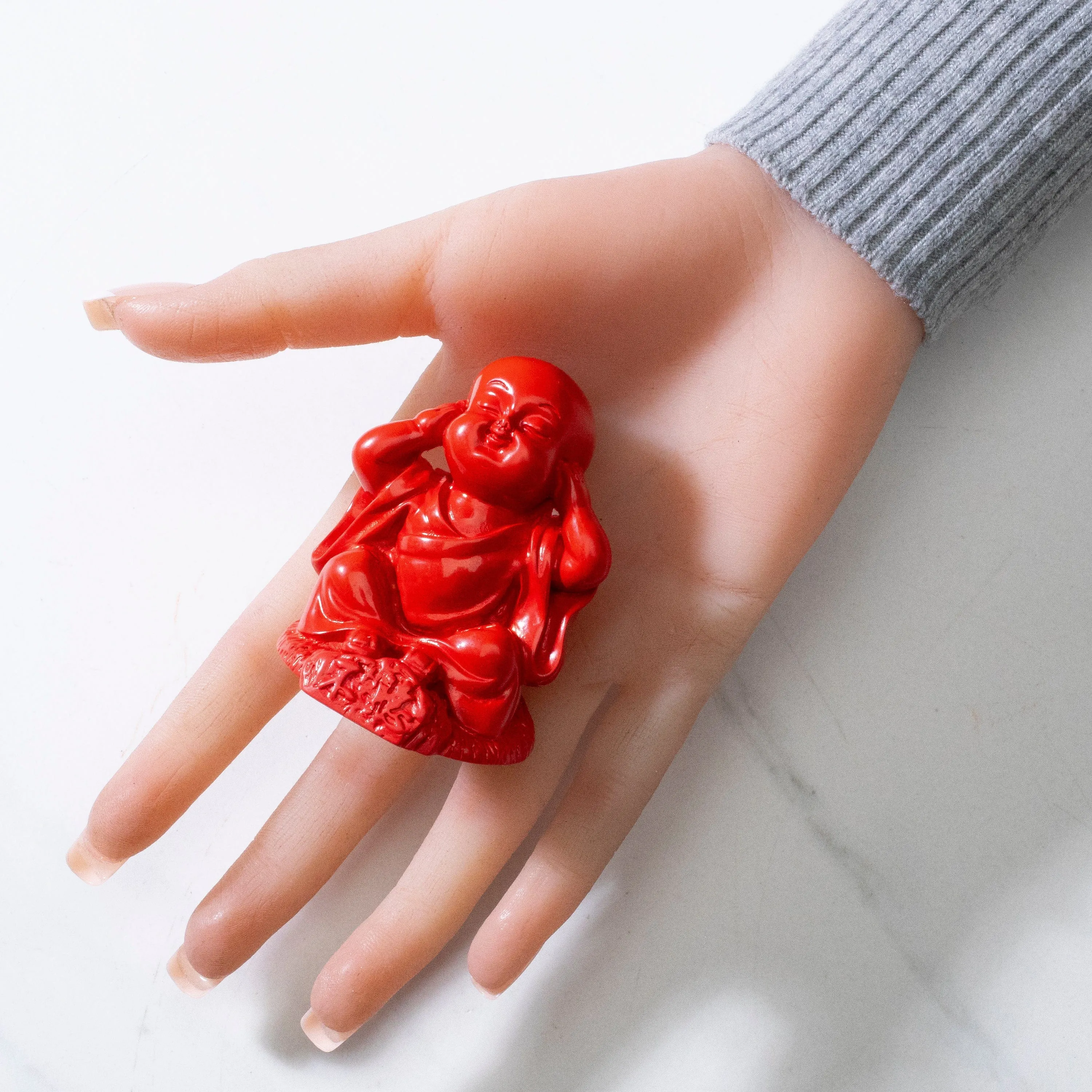 Hear No Evil Cinnabar Buddha Carving