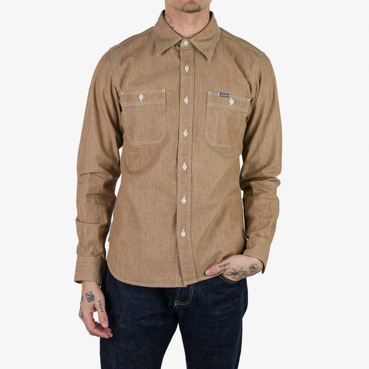 Iron Heart - IHSH-363-MOC - 10oz Organic Chambray Work Shirt - Mocha