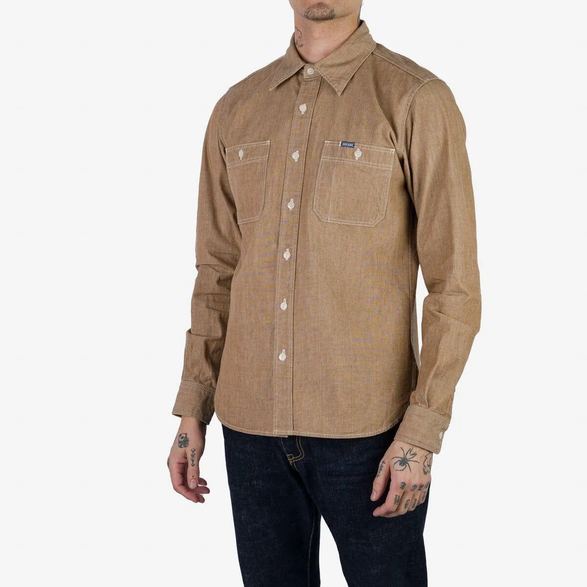 Iron Heart - IHSH-363-MOC - 10oz Organic Chambray Work Shirt - Mocha