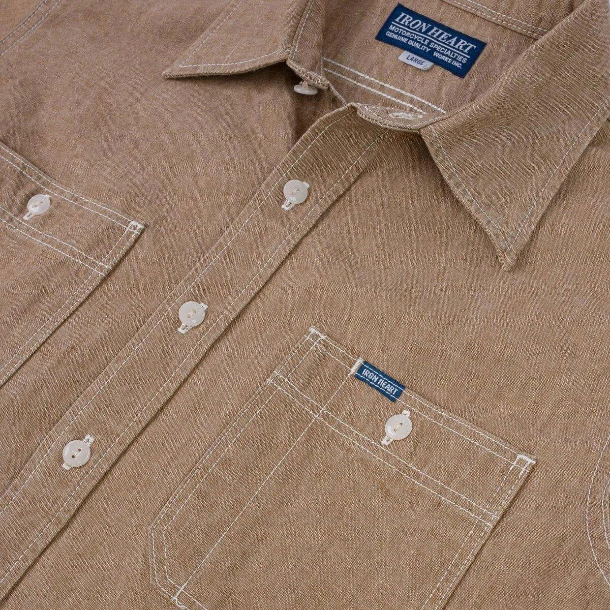 Iron Heart - IHSH-363-MOC - 10oz Organic Chambray Work Shirt - Mocha