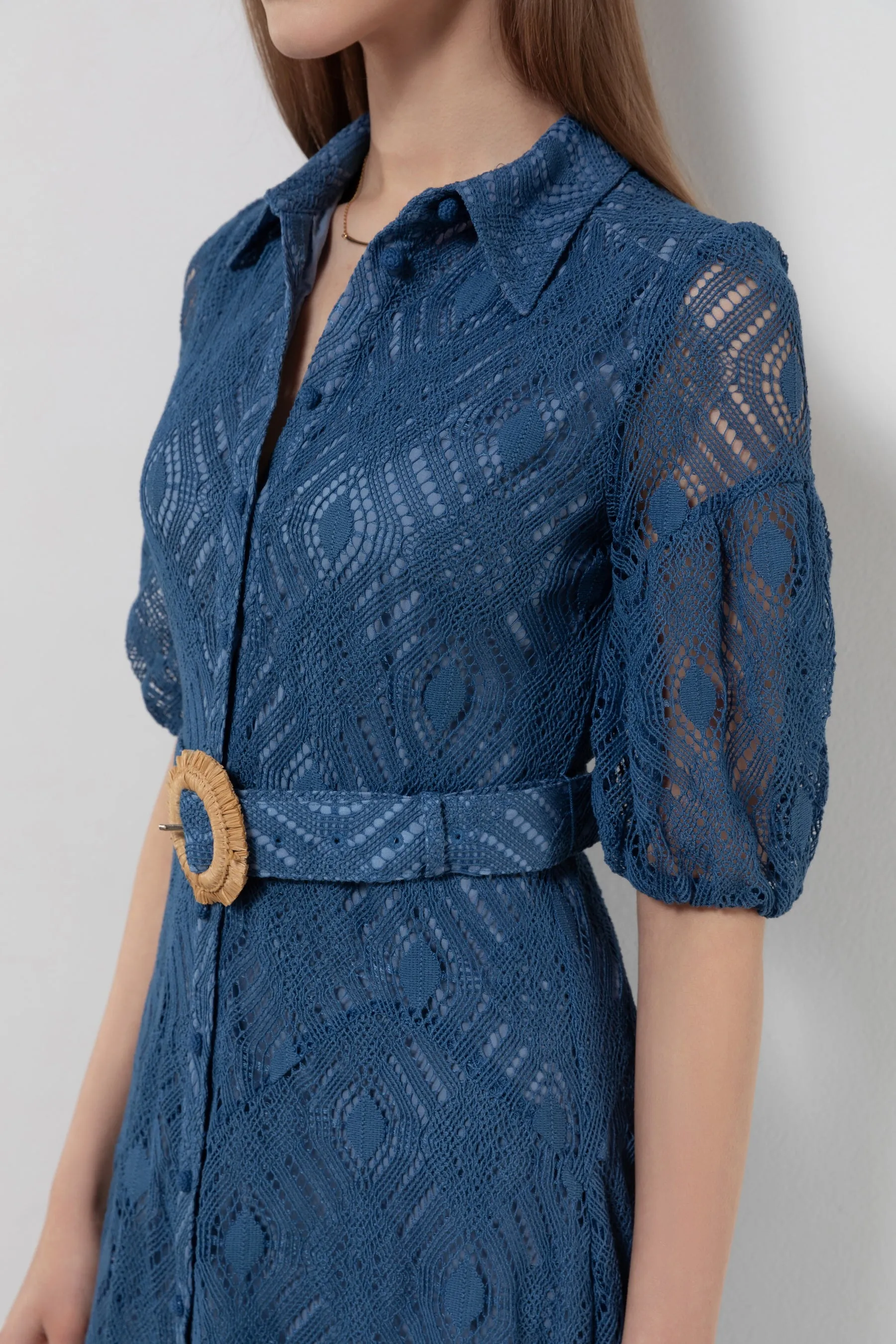 Isadore Lace Midi Dress - Navy