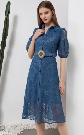 Isadore Lace Midi Dress - Navy