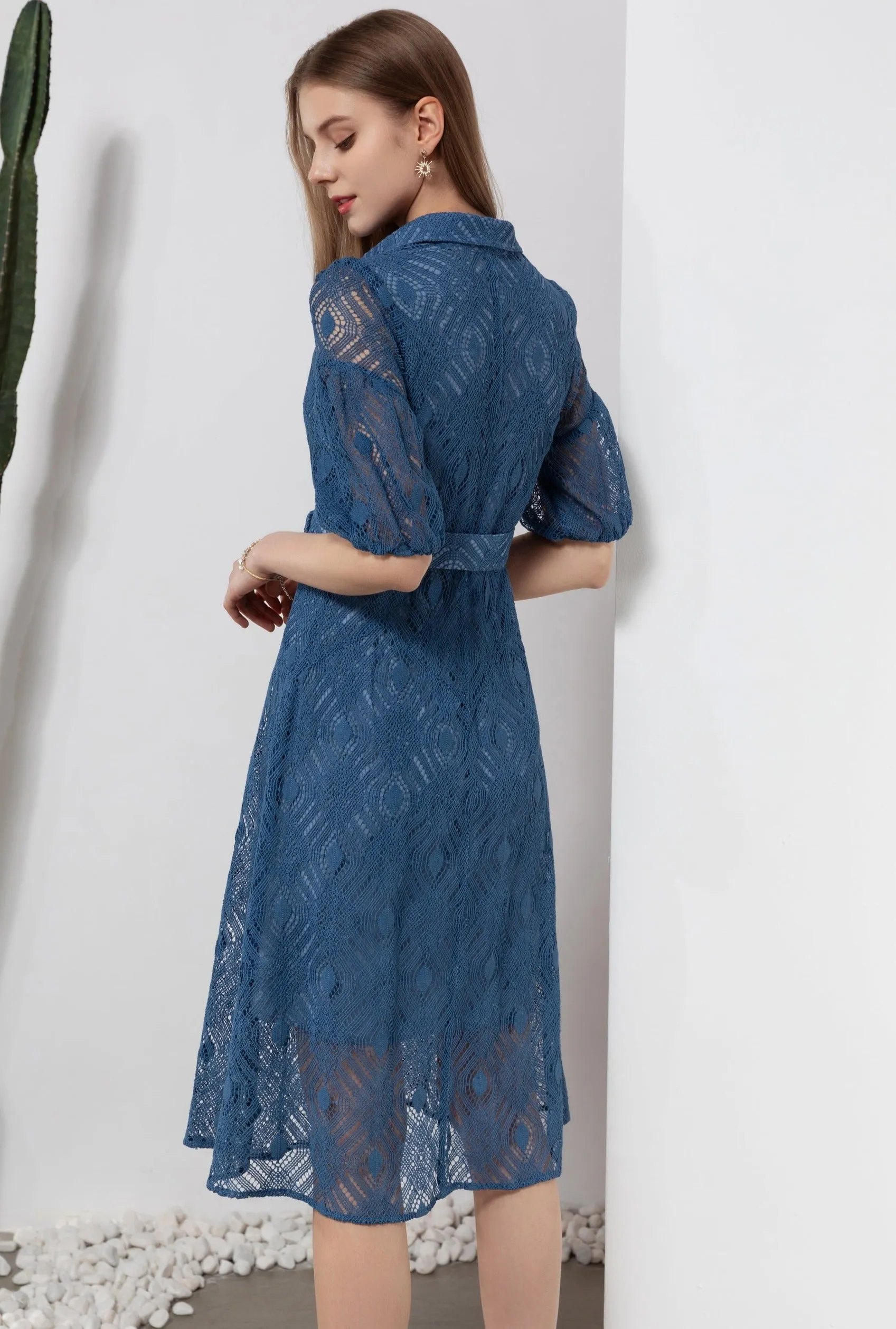 Isadore Lace Midi Dress - Navy