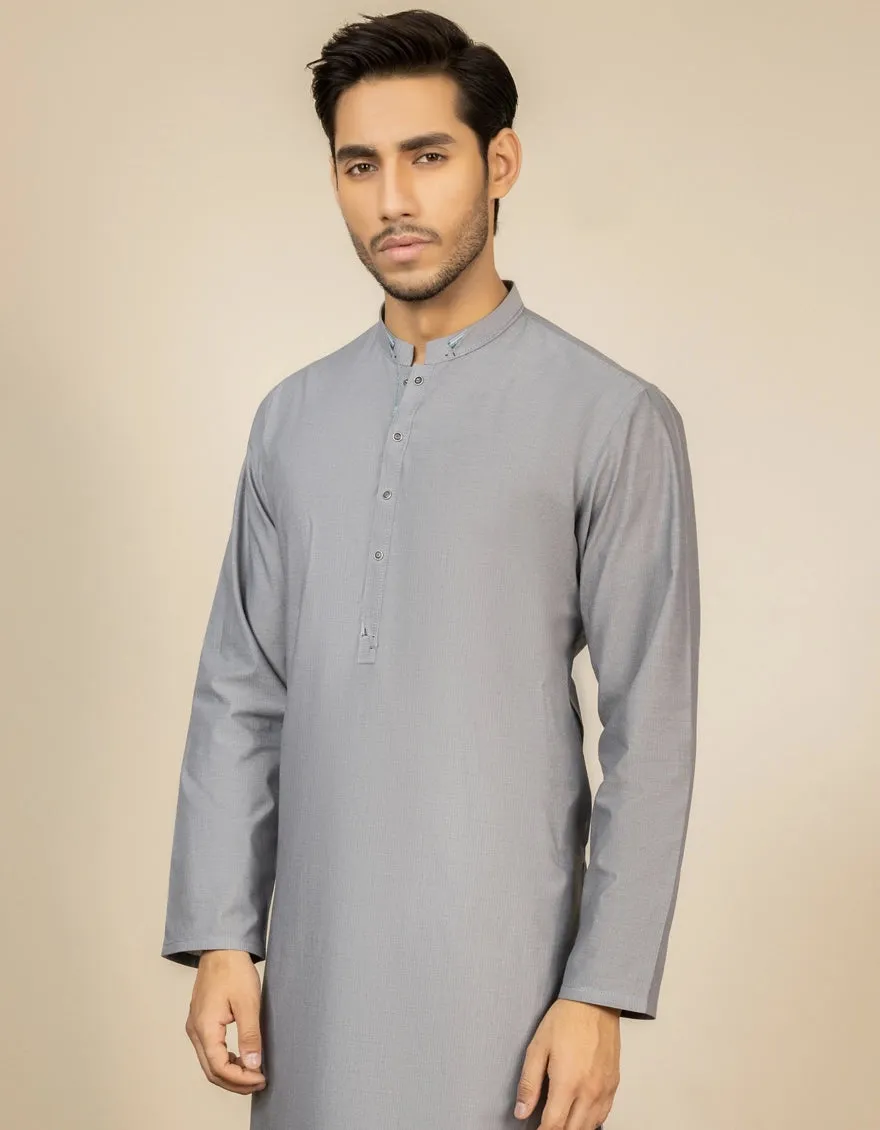 J. Mens Steel Grey Cotton Casual 2-Piece Kurta   Trouser