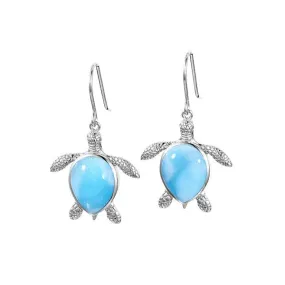 Larimar Akamai Honu Earrings