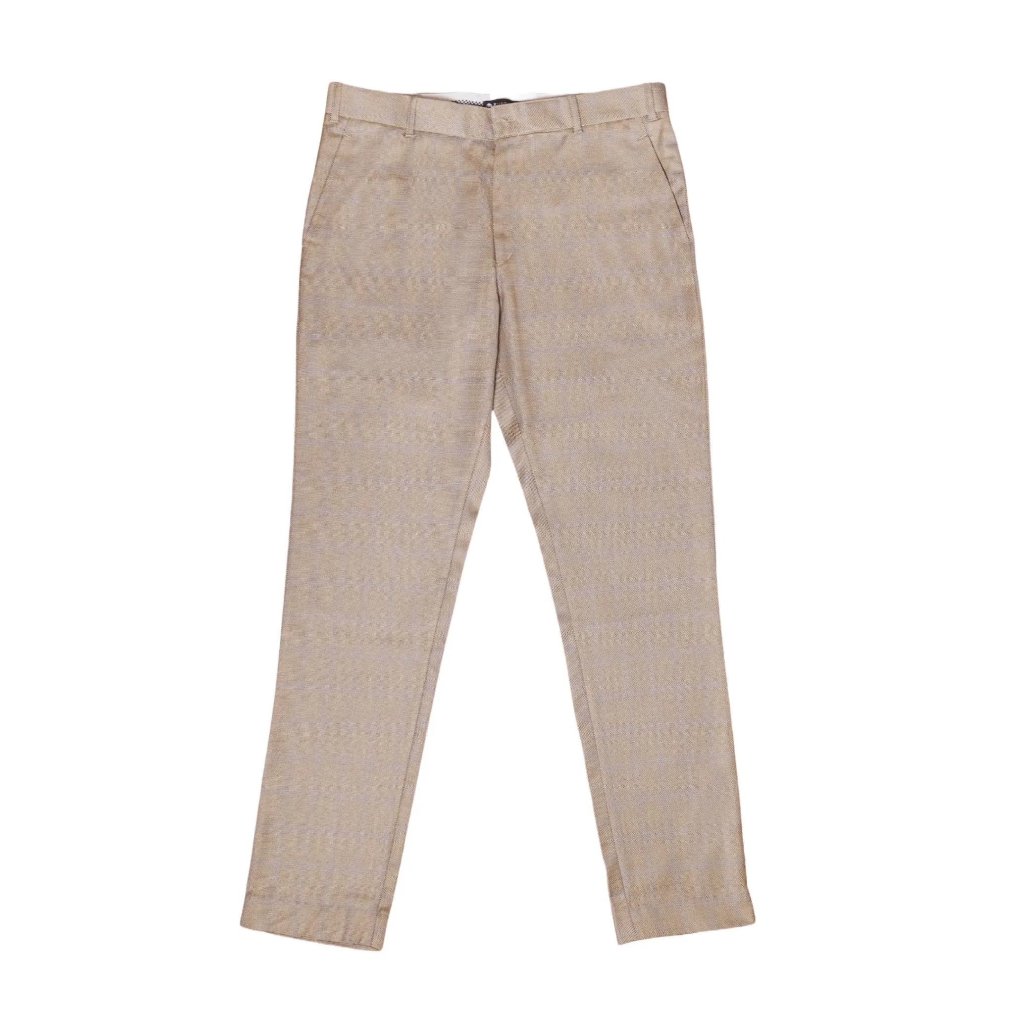 Latte color check blend cotton trousers pant for men