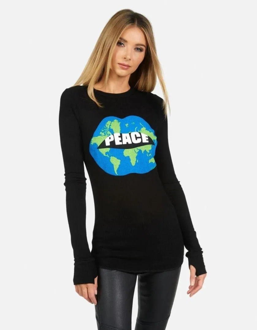 Lauren Moshi Mckinley X World Peace Lips Thermal Top as seen on Riley Voelkel