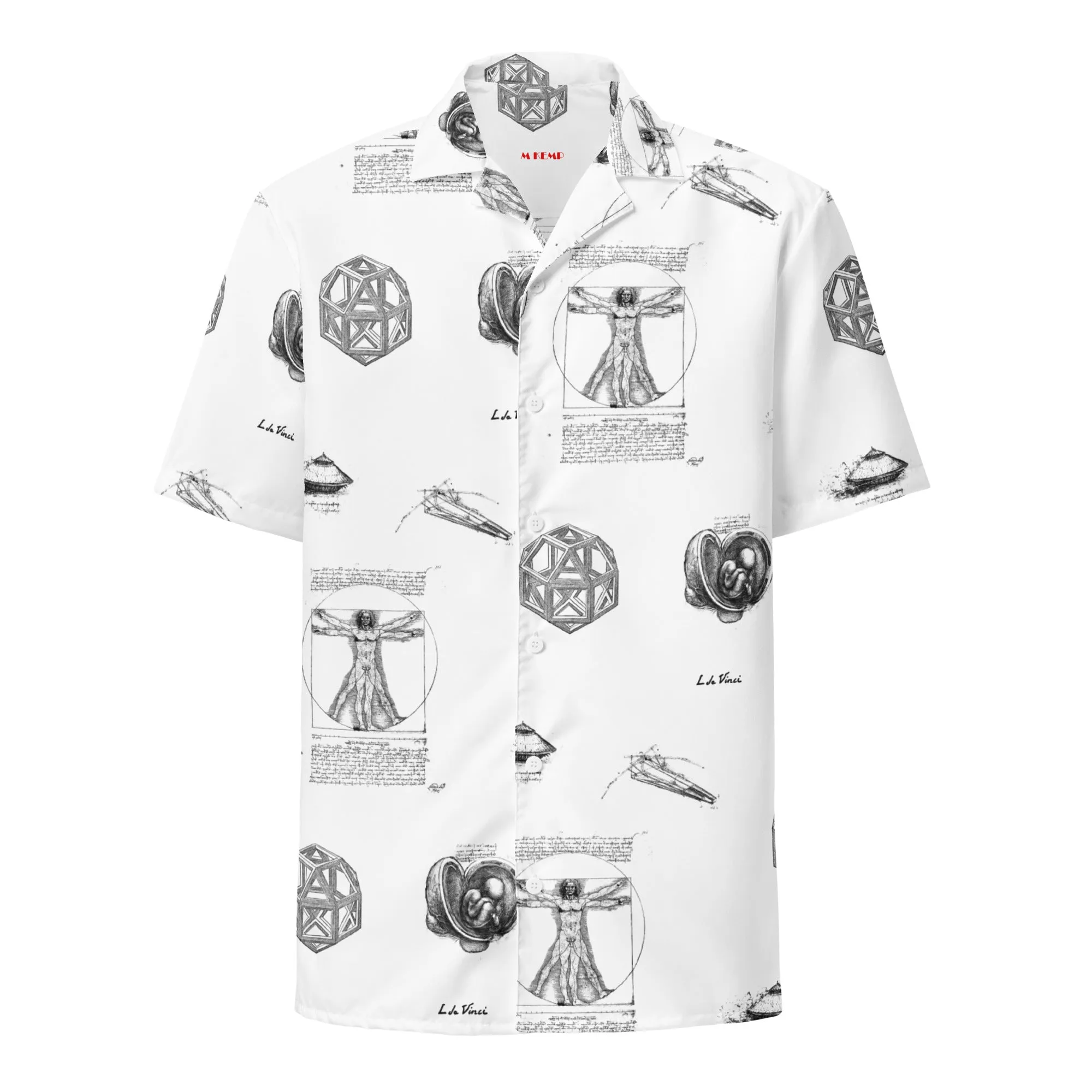 Leonardo Da Vinci Collage Unisex button shirt