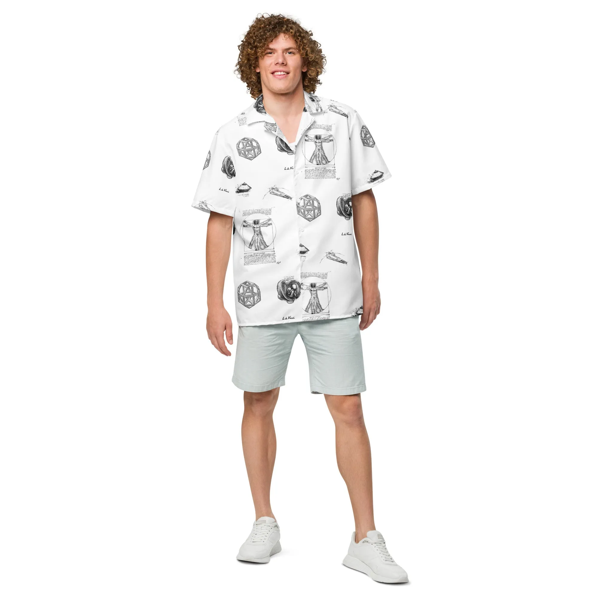 Leonardo Da Vinci Collage Unisex button shirt