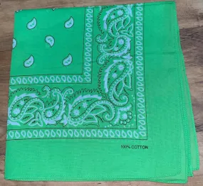 Lime Paisley Design Bandana - 100% Cotton