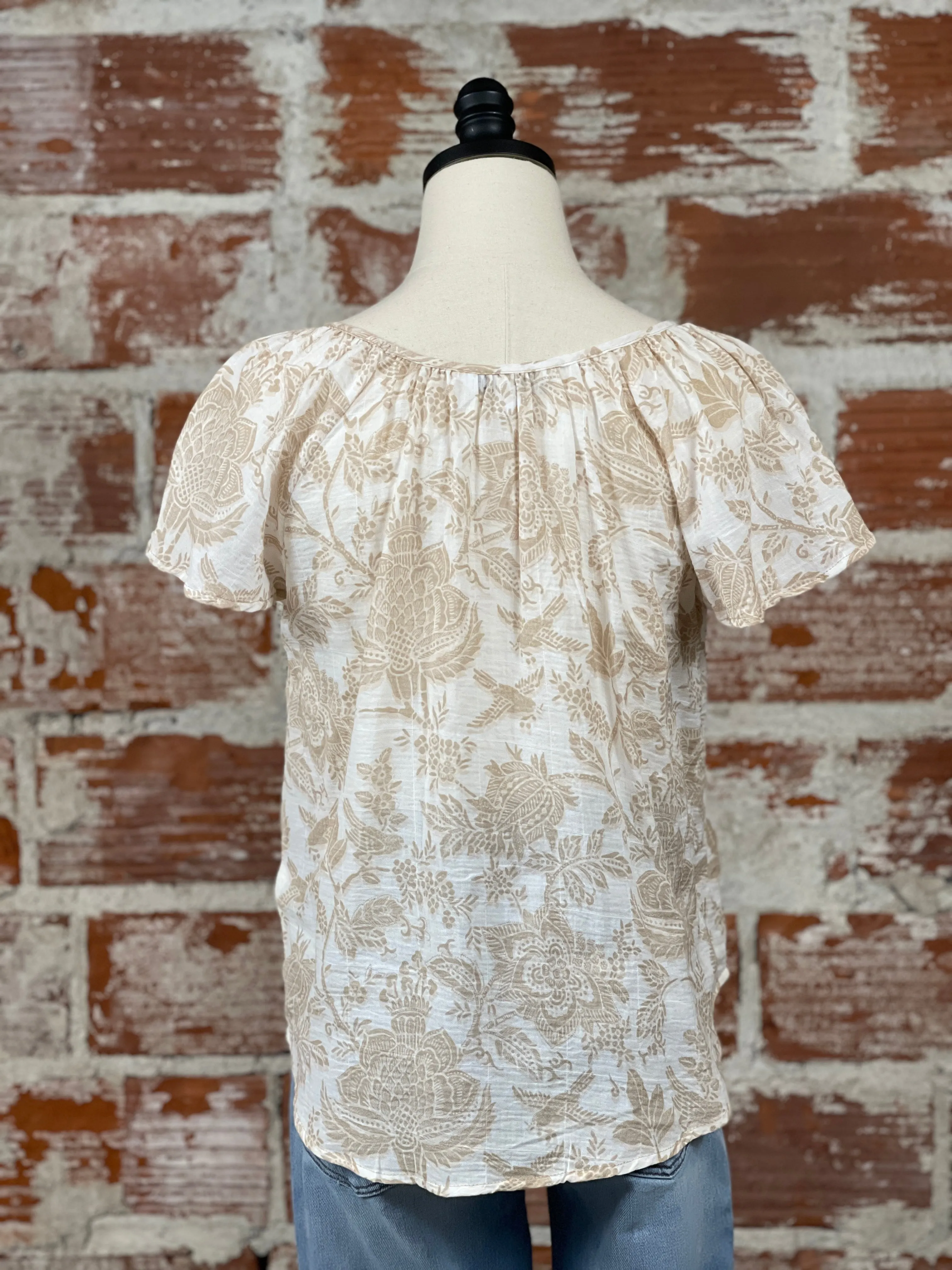 Liverpool Floral Top in Tan