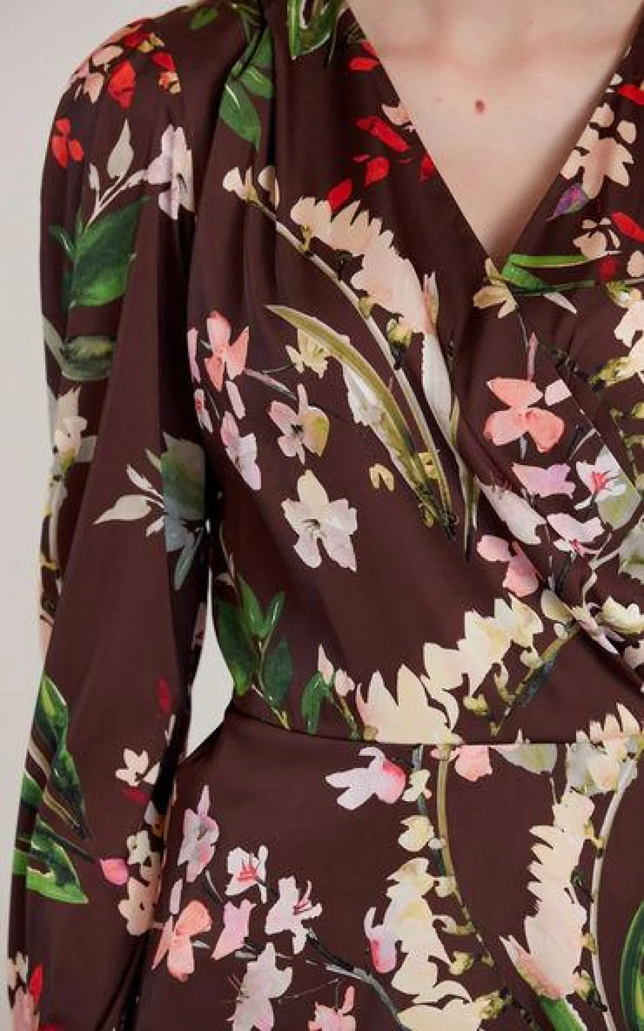 Love And Joy London Peplum Brown Floral Print Top