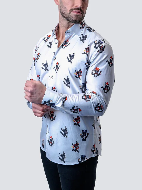 Maceoo Stretch Shirt | Fibonacci Frenchie Peace White