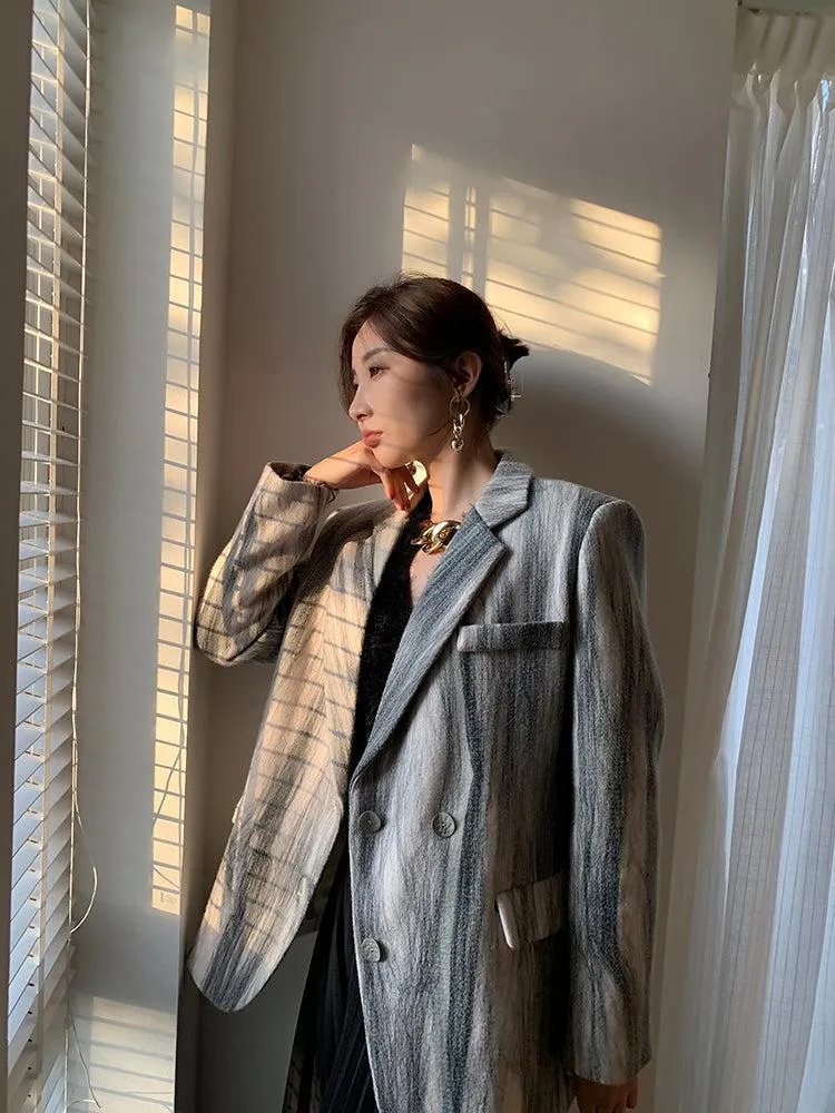 Marble stripe Wool Blazer Suit Coat