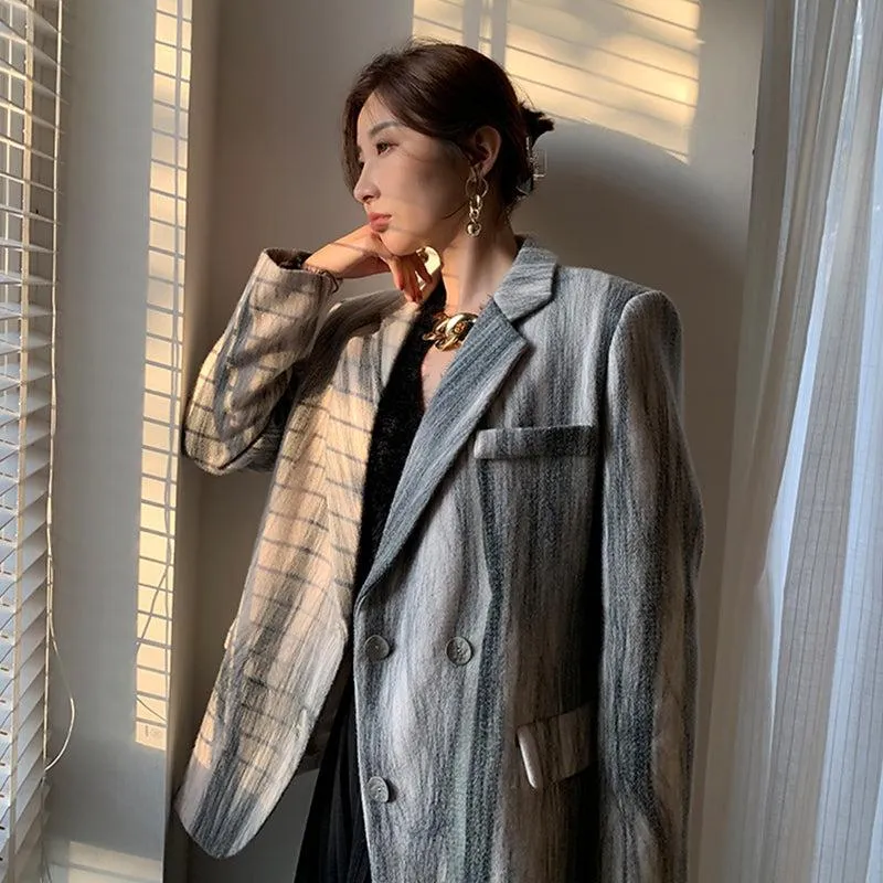 Marble stripe Wool Blazer Suit Coat