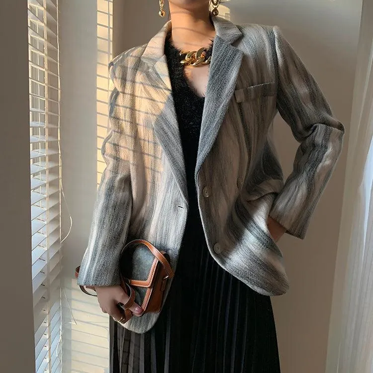 Marble stripe Wool Blazer Suit Coat