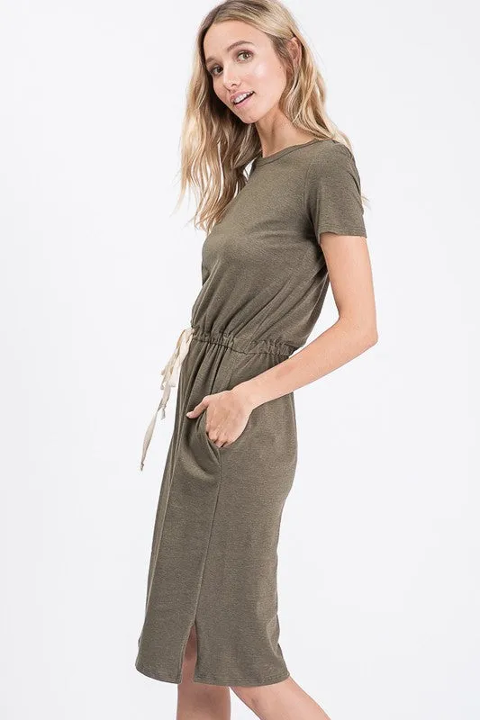 Melody Casual Midi Dress in Olive