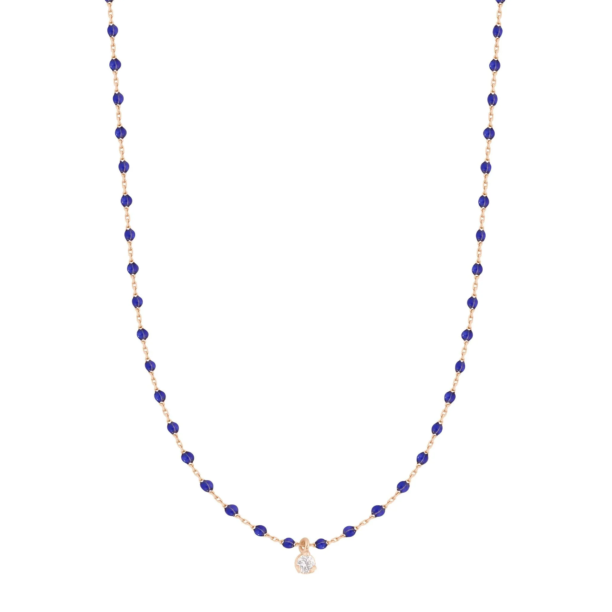 Mini Gigi Lapis necklace, Rose Gold 1 Diamond, 15.7"