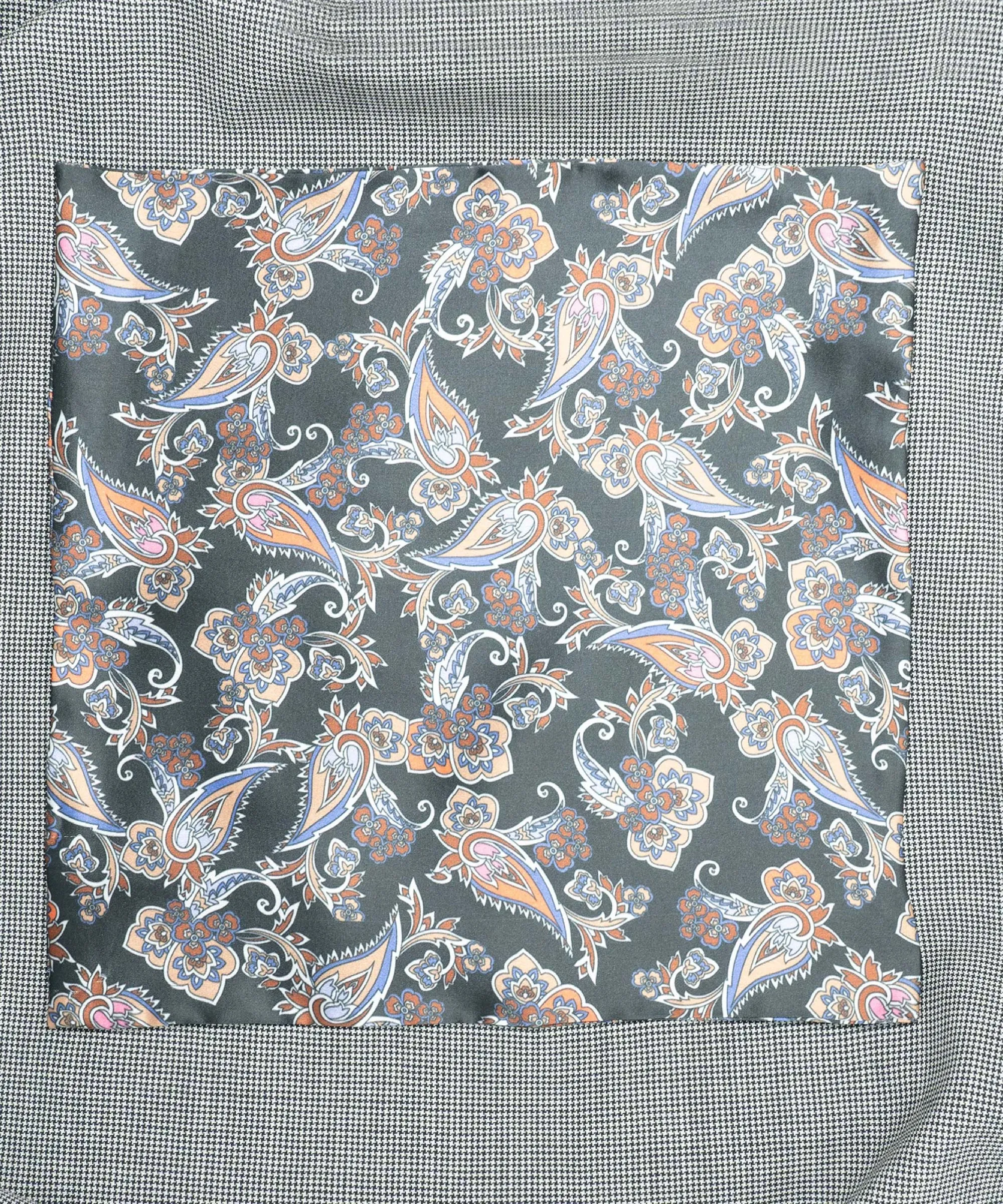 Monochrome Paisley Black Pocket Square