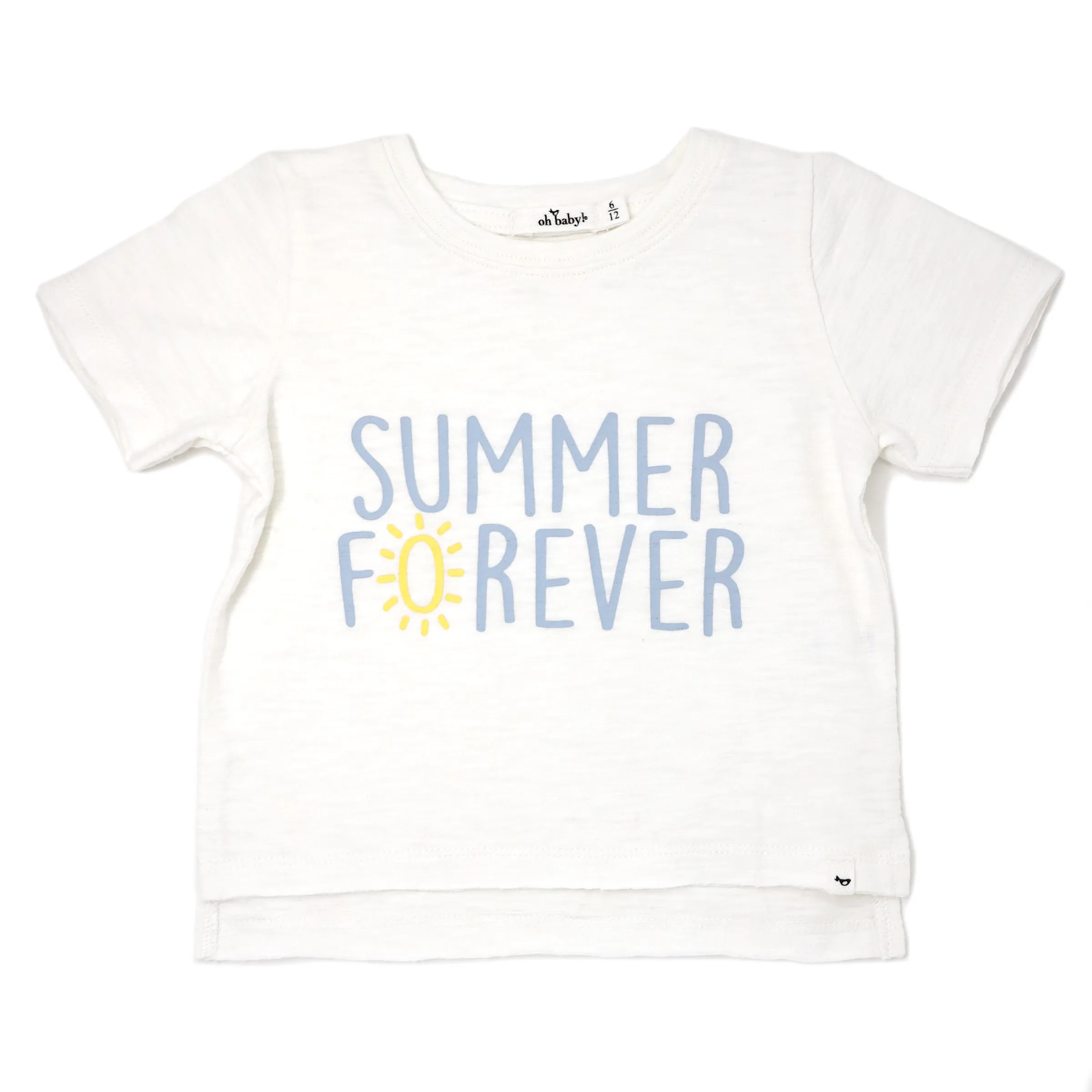 oh baby! Raw Edge Short Sleeve Cotton Slub Tee - Summer Forever - Oyster Heather