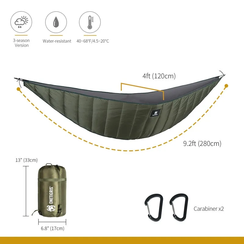 OneTigris Lightweight Full Length Hammock Under-quilt 40 F to 68 F (5 C to 20 C)