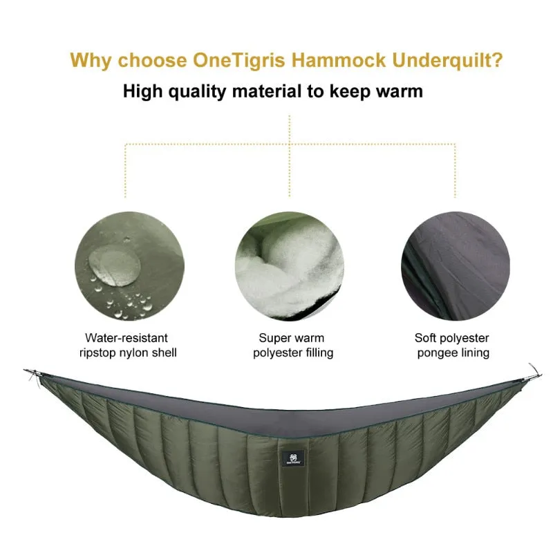 OneTigris Lightweight Full Length Hammock Under-quilt 40 F to 68 F (5 C to 20 C)