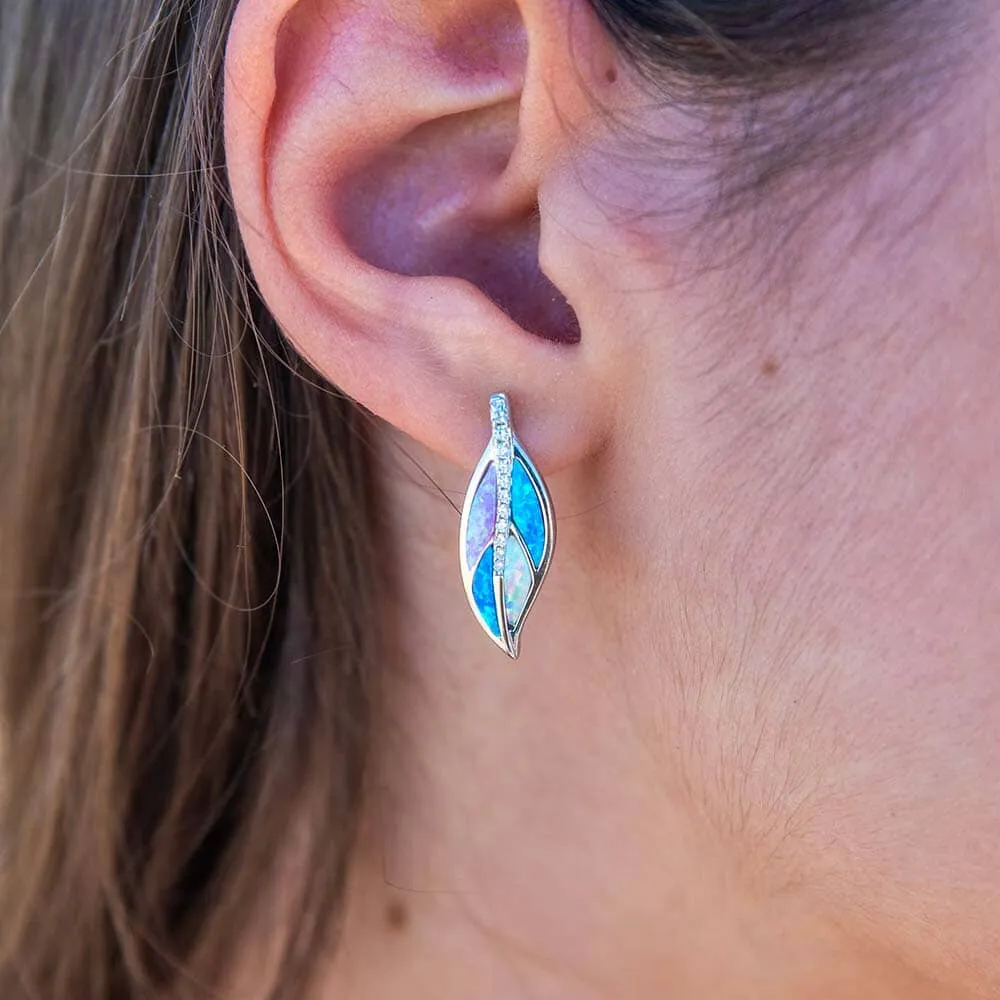 Opal Maile Leaf Earrings