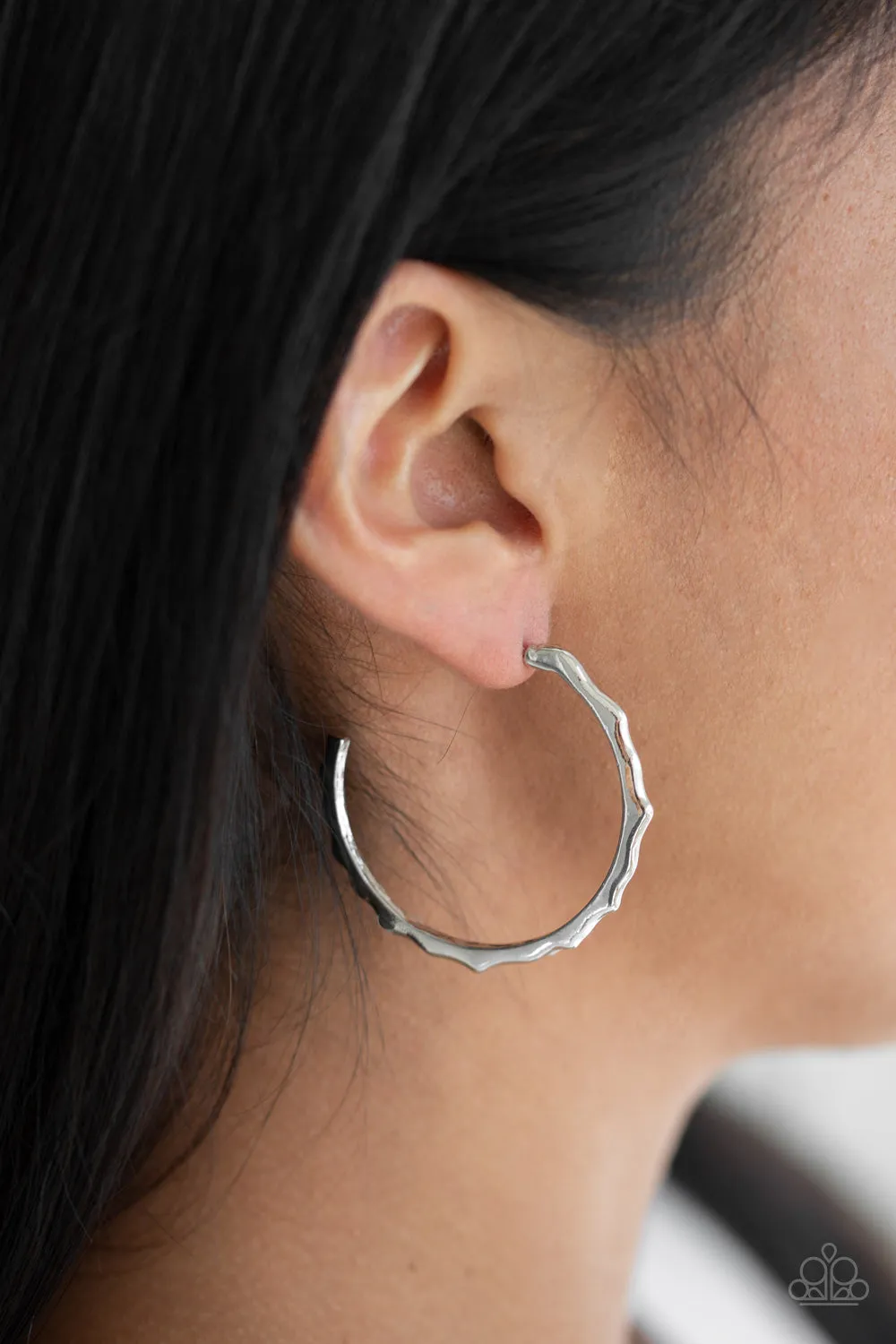 Paparazzi Danger Zone Silver Hoop Earrings