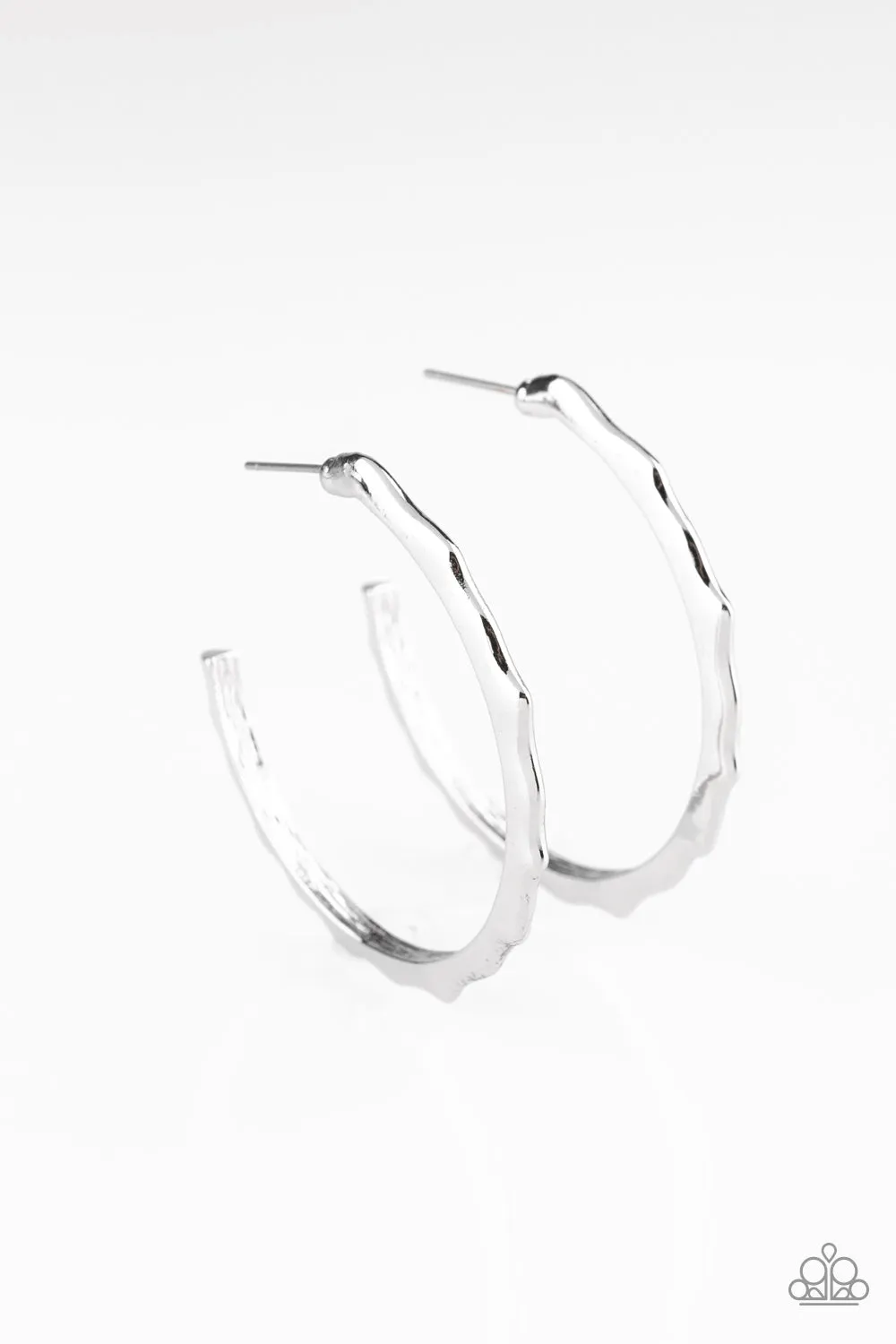 Paparazzi Danger Zone Silver Hoop Earrings