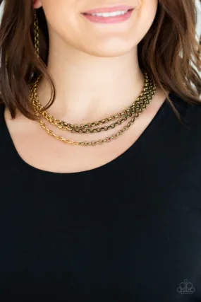 Paparazzi Metro Madness Brass Necklace Set