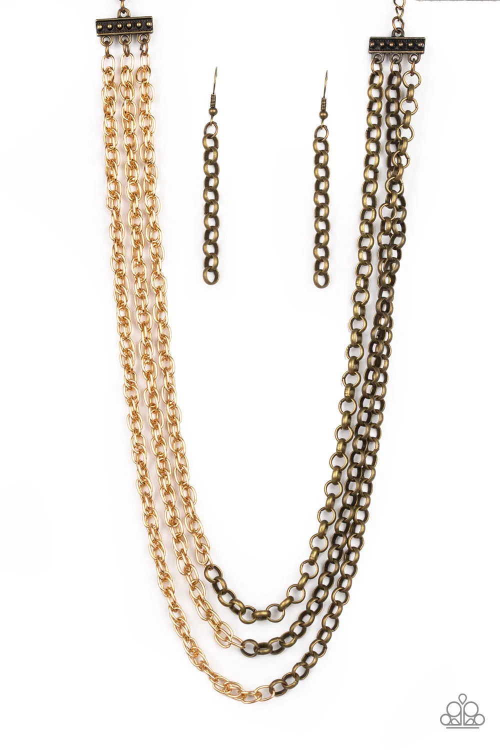 Paparazzi Metro Madness Brass Necklace Set