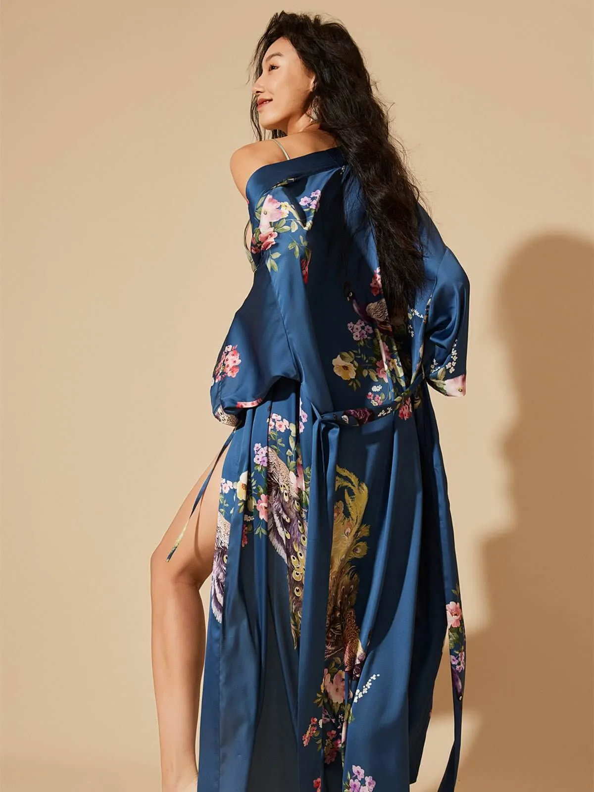 Peacock Blue Kimono Robe