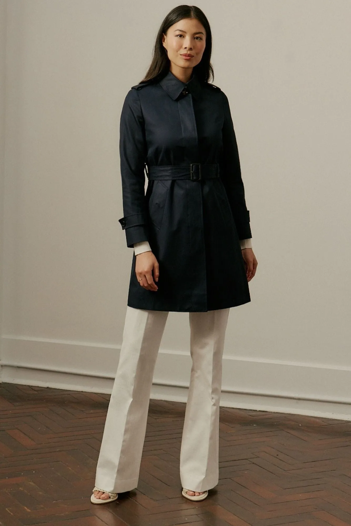 Penny Car Coat - Navy Cotton Gabardine