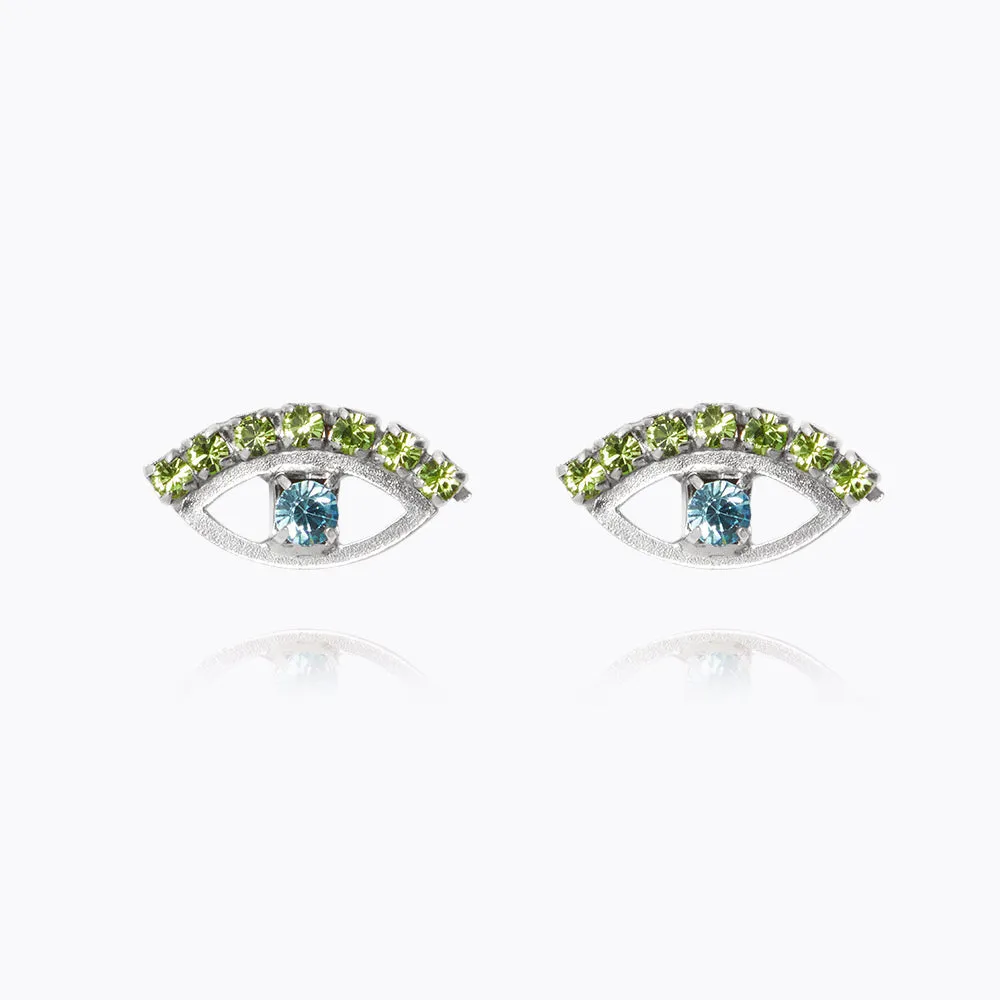 Petite Greek Eye Earrings / Green   Blue