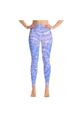 Pink & Blue Mandala Yoga Leggings