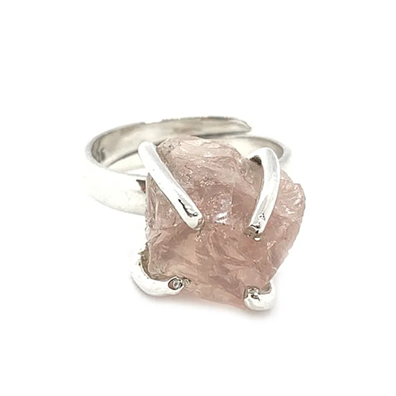 Raw Rose Quartz Boho Ring