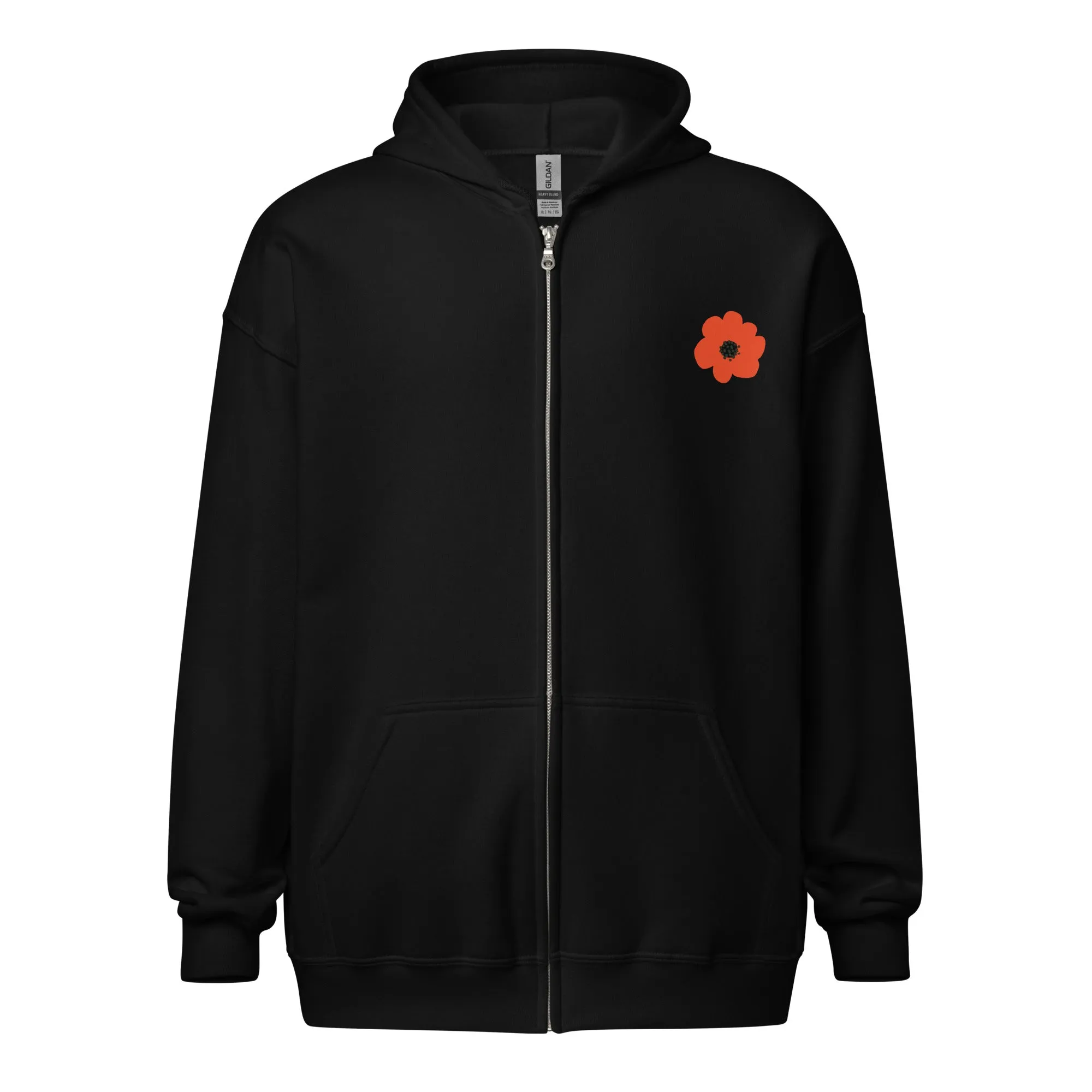 Red Flower Unisex Zip Hoodie