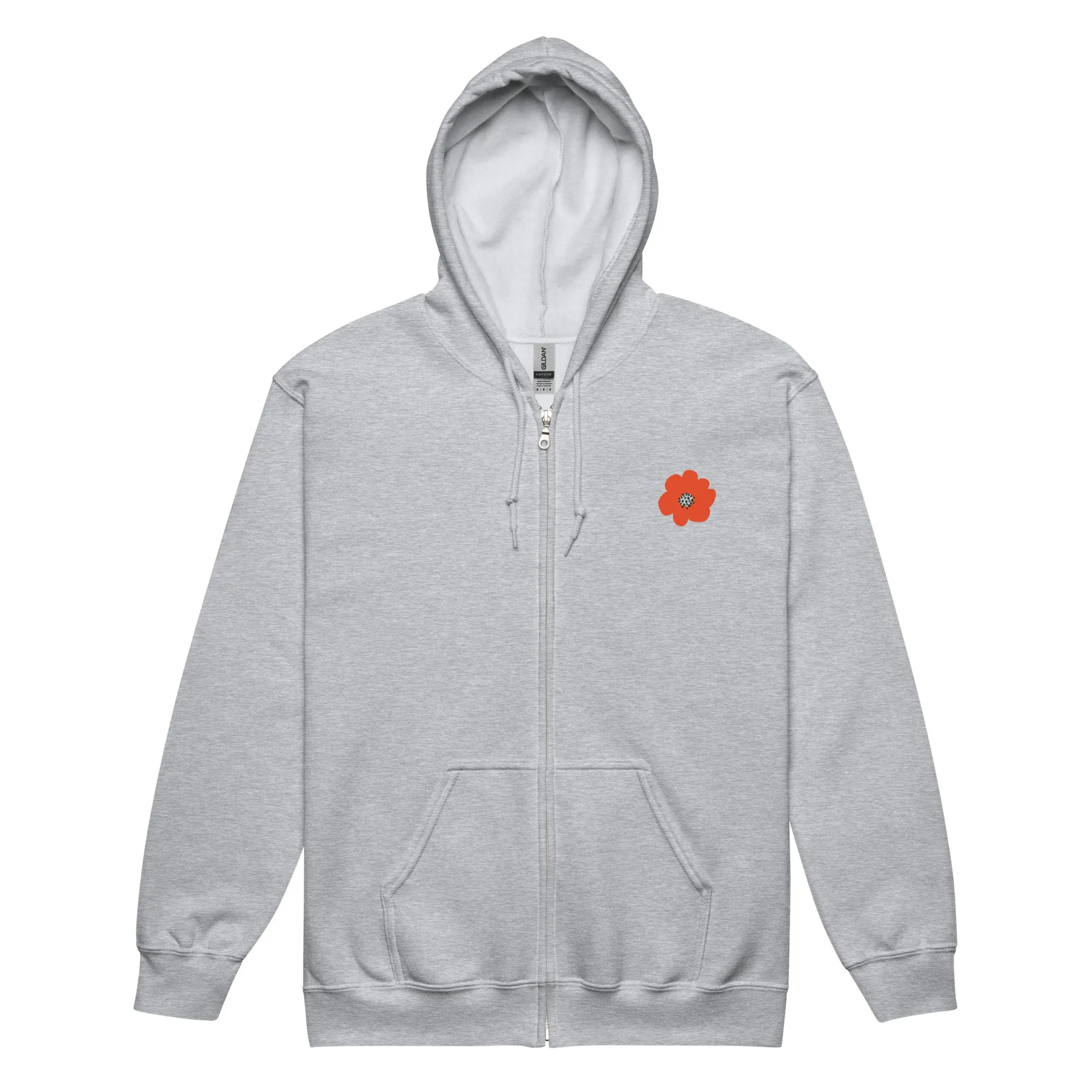 Red Flower Unisex Zip Hoodie