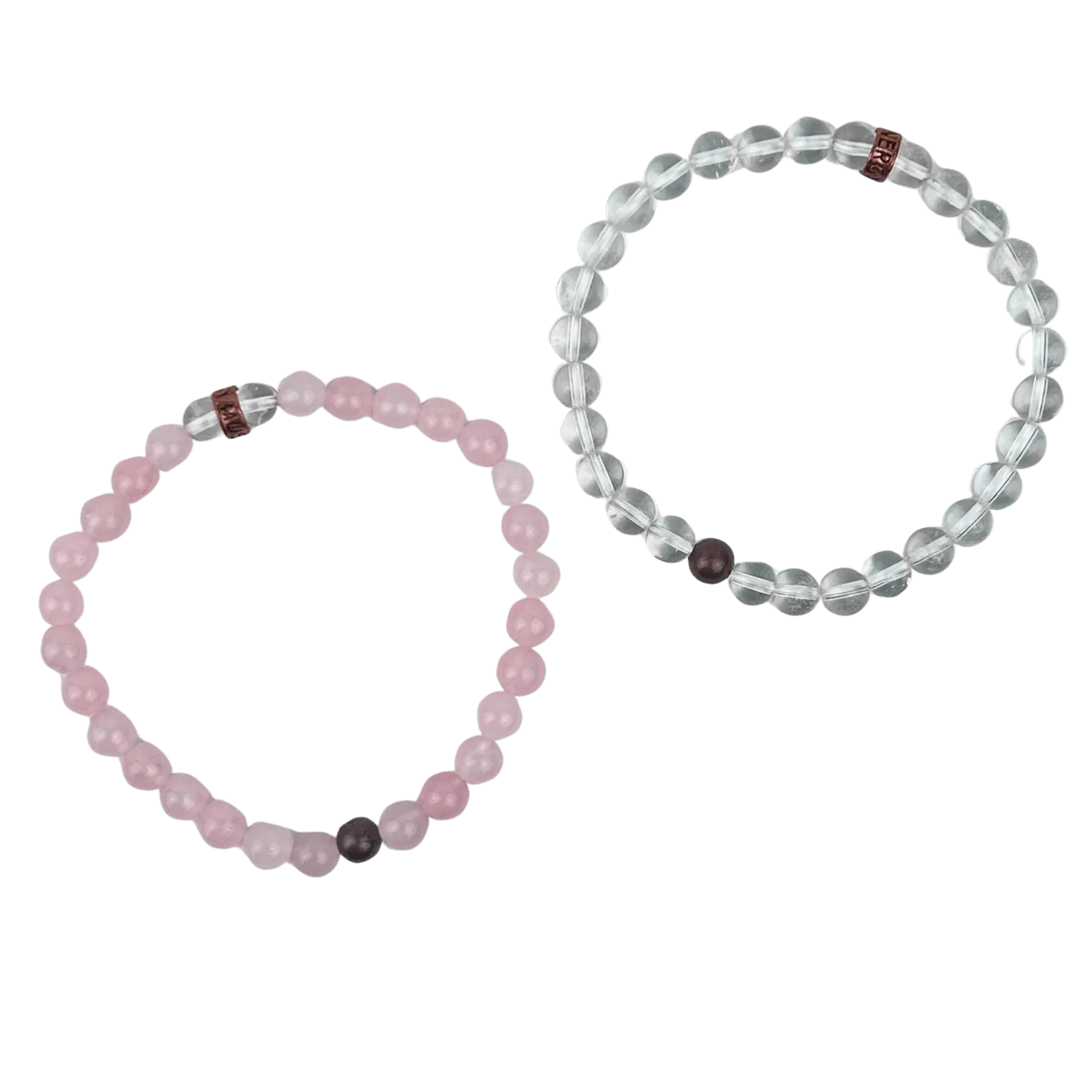 Rose Quartz   Clear Quartz Bracelet Set #350