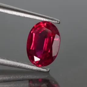 Ruby | Lab created, oval cut 8x6 mm, 1.5 ct