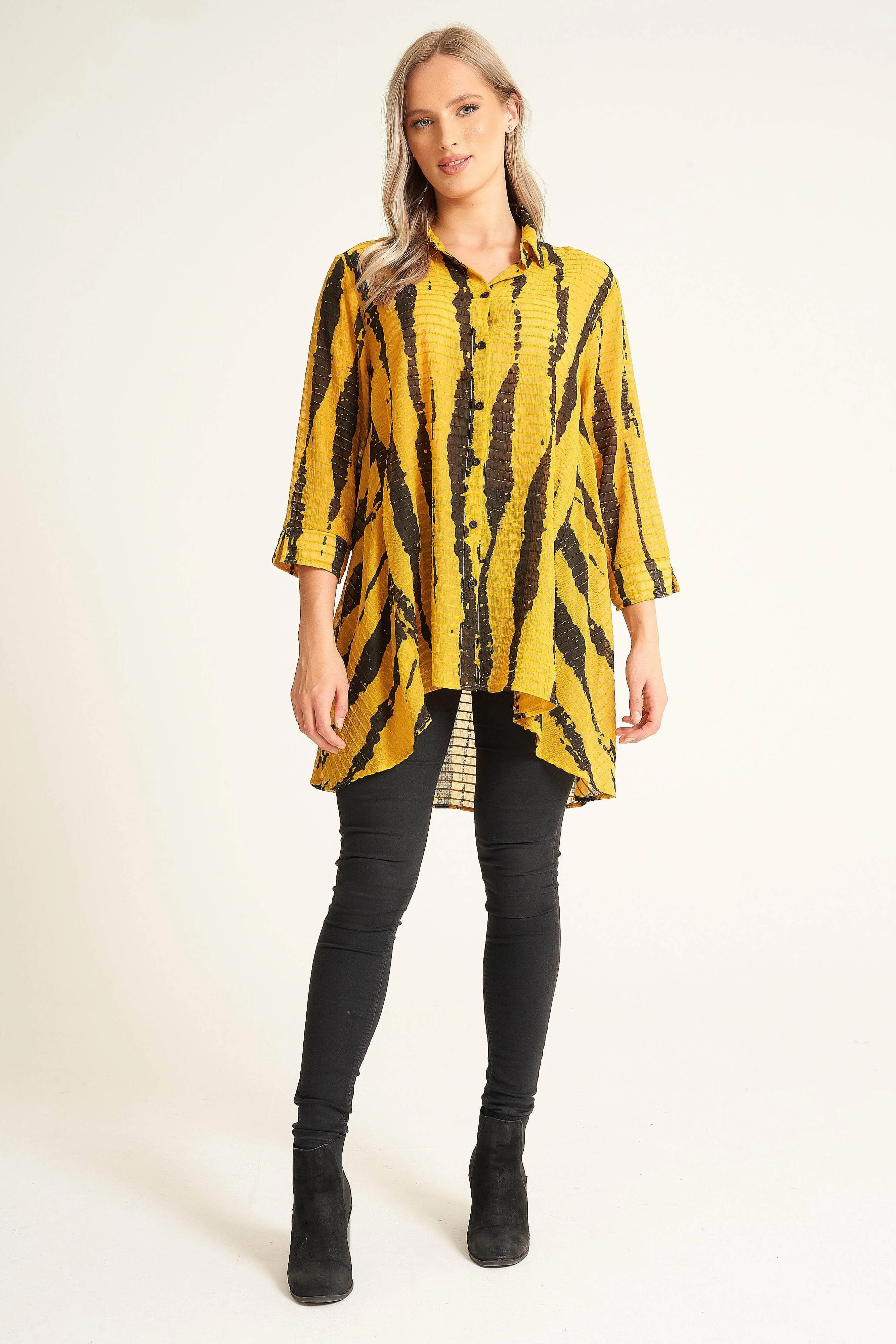 Saloos Textured Abstract Print Button Though Shirt